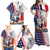 French-American Heritage Month Family Matching Off Shoulder Maxi Dress and Hawaiian Shirt National Flags Style with Rooster and Bald Eagle - Wonder Print Shop