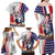French-American Heritage Month Family Matching Off Shoulder Maxi Dress and Hawaiian Shirt National Flags Style with Rooster and Bald Eagle - Wonder Print Shop
