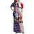 French-American Heritage Month Family Matching Off Shoulder Maxi Dress and Hawaiian Shirt National Flags Style with Rooster and Bald Eagle - Wonder Print Shop