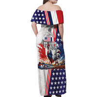 French-American Heritage Month Family Matching Off Shoulder Maxi Dress and Hawaiian Shirt National Flags Style with Rooster and Bald Eagle - Wonder Print Shop