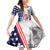 French-American Heritage Month Family Matching Off Shoulder Short Dress and Hawaiian Shirt National Flags Style with Rooster and Bald Eagle - Wonder Print Shop