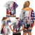 French-American Heritage Month Family Matching Off Shoulder Short Dress and Hawaiian Shirt National Flags Style with Rooster and Bald Eagle - Wonder Print Shop