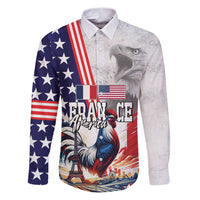 French-American Heritage Month Family Matching Puletasi and Hawaiian Shirt National Flags Style with Rooster and Bald Eagle - Wonder Print Shop