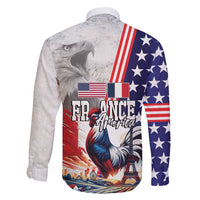 French-American Heritage Month Family Matching Puletasi and Hawaiian Shirt National Flags Style with Rooster and Bald Eagle - Wonder Print Shop