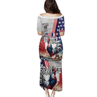 French-American Heritage Month Family Matching Puletasi and Hawaiian Shirt National Flags Style with Rooster and Bald Eagle - Wonder Print Shop