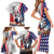French-American Heritage Month Family Matching Short Sleeve Bodycon Dress and Hawaiian Shirt National Flags Style with Rooster and Bald Eagle - Wonder Print Shop