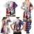 French-American Heritage Month Family Matching Summer Maxi Dress and Hawaiian Shirt National Flags Style with Rooster and Bald Eagle - Wonder Print Shop
