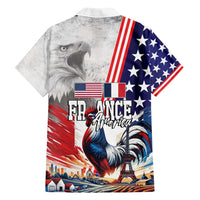 French-American Heritage Month Family Matching Summer Maxi Dress and Hawaiian Shirt National Flags Style with Rooster and Bald Eagle - Wonder Print Shop