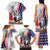 French-American Heritage Month Family Matching Tank Maxi Dress and Hawaiian Shirt National Flags Style with Rooster and Bald Eagle - Wonder Print Shop