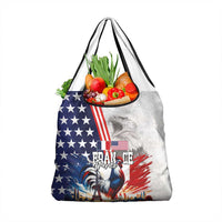 French-American Heritage Month Grocery Bag National Flags Style with Rooster and Bald Eagle - Wonder Print Shop
