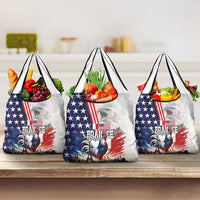 French-American Heritage Month Grocery Bag National Flags Style with Rooster and Bald Eagle - Wonder Print Shop