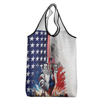 French-American Heritage Month Grocery Bag National Flags Style with Rooster and Bald Eagle - Wonder Print Shop
