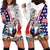 French-American Heritage Month Hoodie Dress National Flags Style with Rooster and Bald Eagle - Wonder Print Shop