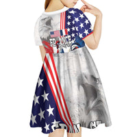 French-American Heritage Month Kid Short Sleeve Dress National Flags Style with Rooster and Bald Eagle - Wonder Print Shop