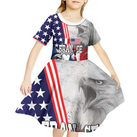 French-American Heritage Month Kid Short Sleeve Dress National Flags Style with Rooster and Bald Eagle - Wonder Print Shop