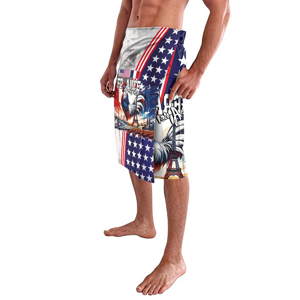French-American Heritage Month Lavalava National Flags Style with Rooster and Bald Eagle - Wonder Print Shop