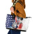 French-American Heritage Month Leather Tote Bag National Flags Style with Rooster and Bald Eagle - Wonder Print Shop