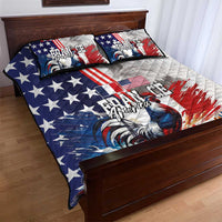 French-American Heritage Month Quilt Bed Set National Flags Style with Rooster and Bald Eagle - Wonder Print Shop