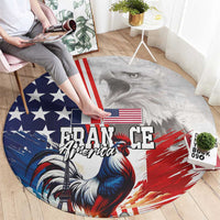 French-American Heritage Month Round Carpet National Flags Style with Rooster and Bald Eagle - Wonder Print Shop