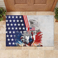 French-American Heritage Month Rubber Doormat National Flags Style with Rooster and Bald Eagle - Wonder Print Shop