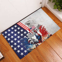 French-American Heritage Month Rubber Doormat National Flags Style with Rooster and Bald Eagle - Wonder Print Shop