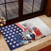 French-American Heritage Month Rubber Doormat National Flags Style with Rooster and Bald Eagle - Wonder Print Shop