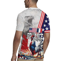 French-American Heritage Month Rugby Jersey National Flags Style with Rooster and Bald Eagle - Wonder Print Shop