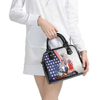 French-American Heritage Month Shoulder Handbag National Flags Style with Rooster and Bald Eagle - Wonder Print Shop