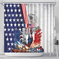 French-American Heritage Month Shower Curtain National Flags Style with Rooster and Bald Eagle - Wonder Print Shop
