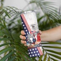 French-American Heritage Month Skinny Tumbler National Flags Style with Rooster and Bald Eagle - Wonder Print Shop