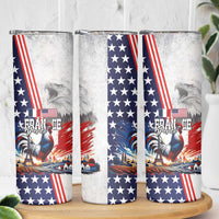 French-American Heritage Month Skinny Tumbler National Flags Style with Rooster and Bald Eagle - Wonder Print Shop