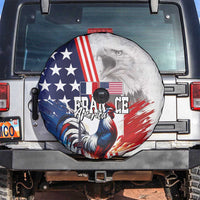 French-American Heritage Month Spare Tire Cover National Flags Style with Rooster and Bald Eagle - Wonder Print Shop