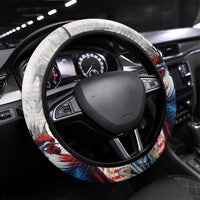 French-American Heritage Month Steering Wheel Cover National Flags Style with Rooster and Bald Eagle - Wonder Print Shop