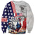French-American Heritage Month Sweatshirt National Flags Style with Rooster and Bald Eagle - Wonder Print Shop