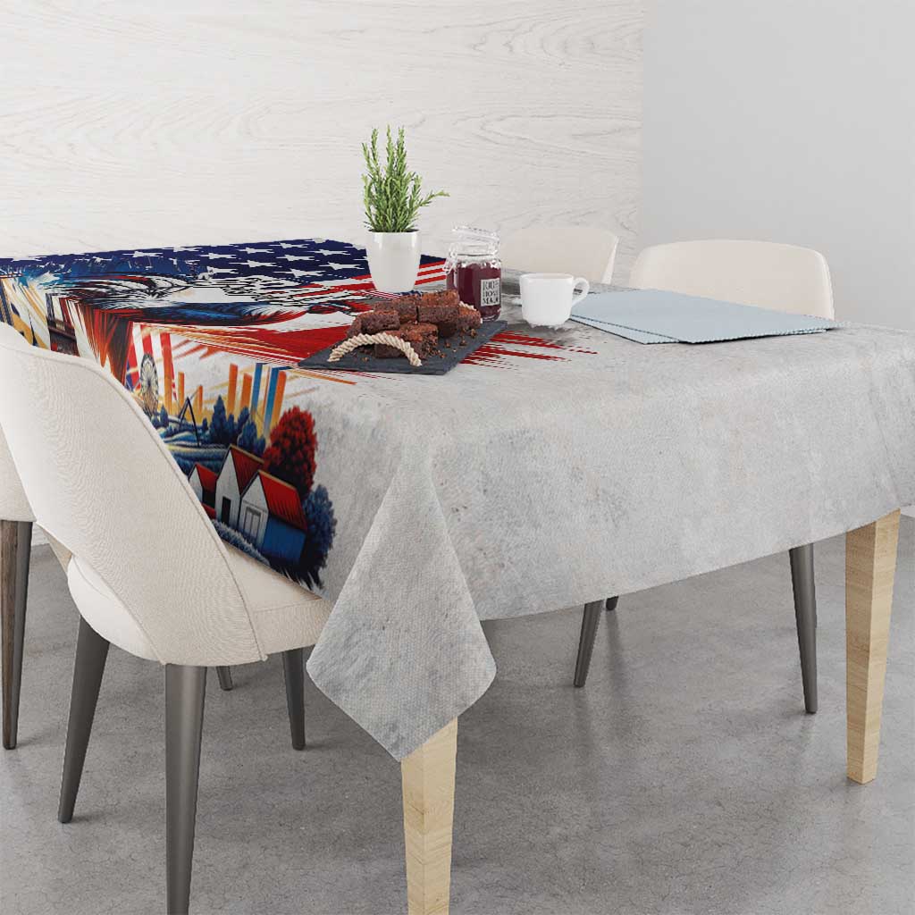 French-American Heritage Month Tablecloth National Flags Style with Rooster and Bald Eagle - Wonder Print Shop