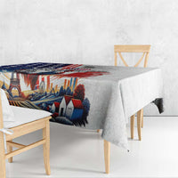 French-American Heritage Month Tablecloth National Flags Style with Rooster and Bald Eagle - Wonder Print Shop