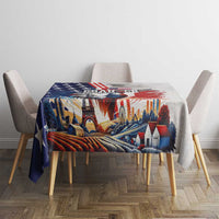 French-American Heritage Month Tablecloth National Flags Style with Rooster and Bald Eagle - Wonder Print Shop