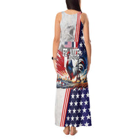 French-American Heritage Month Tank Maxi Dress National Flags Style with Rooster and Bald Eagle - Wonder Print Shop
