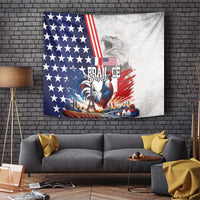 French-American Heritage Month Tapestry National Flags Style with Rooster and Bald Eagle - Wonder Print Shop