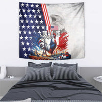 French-American Heritage Month Tapestry National Flags Style with Rooster and Bald Eagle - Wonder Print Shop