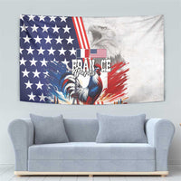 French-American Heritage Month Tapestry National Flags Style with Rooster and Bald Eagle - Wonder Print Shop