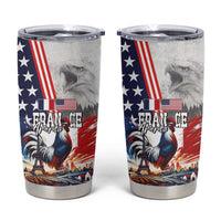 French-American Heritage Month Tumbler Cup National Flags Style with Rooster and Bald Eagle - Wonder Print Shop