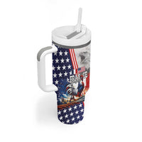 French-American Heritage Month Tumbler With Handle National Flags Style with Rooster and Bald Eagle - Wonder Print Shop