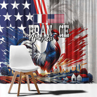 French-American Heritage Month Window Curtain National Flags Style with Rooster and Bald Eagle - Wonder Print Shop