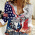 French-American Heritage Month Women Casual Shirt National Flags Style with Rooster and Bald Eagle - Wonder Print Shop
