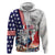 French-American Heritage Month Zip Hoodie National Flags Style with Rooster and Bald Eagle - Wonder Print Shop