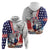 French-American Heritage Month Zip Hoodie National Flags Style with Rooster and Bald Eagle - Wonder Print Shop