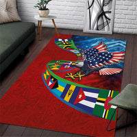 Caribbean-American Heritage Month Area Rug National Flags Ribbon Wave Style with US Flag Eagle - Wonder Print Shop