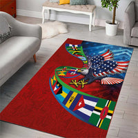 Caribbean-American Heritage Month Area Rug National Flags Ribbon Wave Style with US Flag Eagle - Wonder Print Shop