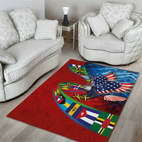 Caribbean-American Heritage Month Area Rug National Flags Ribbon Wave Style with US Flag Eagle - Wonder Print Shop